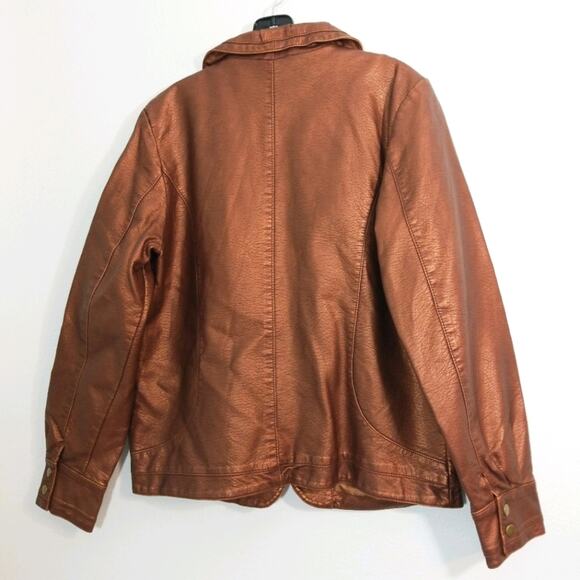 Susan Graver copper vegan leather jacket M - Picture 7 of 10